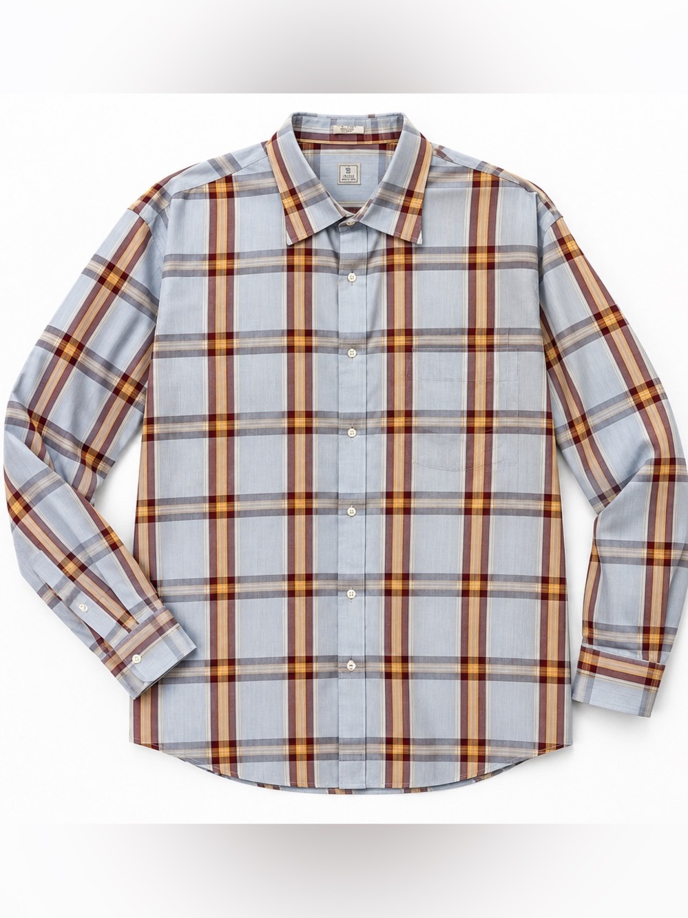 Peter Millar Blue Brown Check Cotton Long Sleeve
Button Shirt Size XL